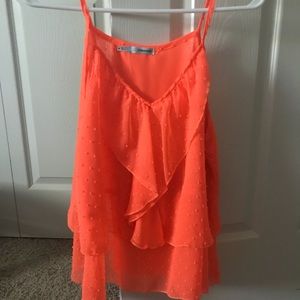 Salmon Orange Strappy Tank Top